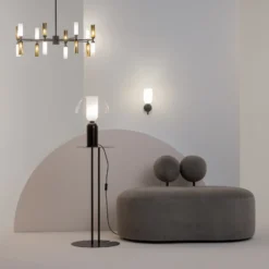 Maytoni Lámpara de mesa Memory, negra, altura 42 cm, cerámica