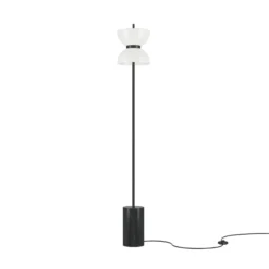 Maytoni lámpara de pie LED Kyoto, negra, altura 145 cm, mármol