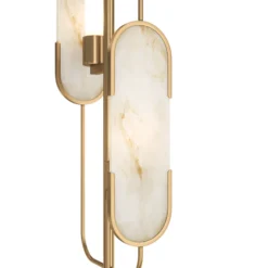 Maytoni Lámpara de pie Marmo, color oro/piedra natural