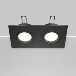 Maytoni lámpara empotrable Atom, negra, 2 luces 17,5 x 9,2 cm