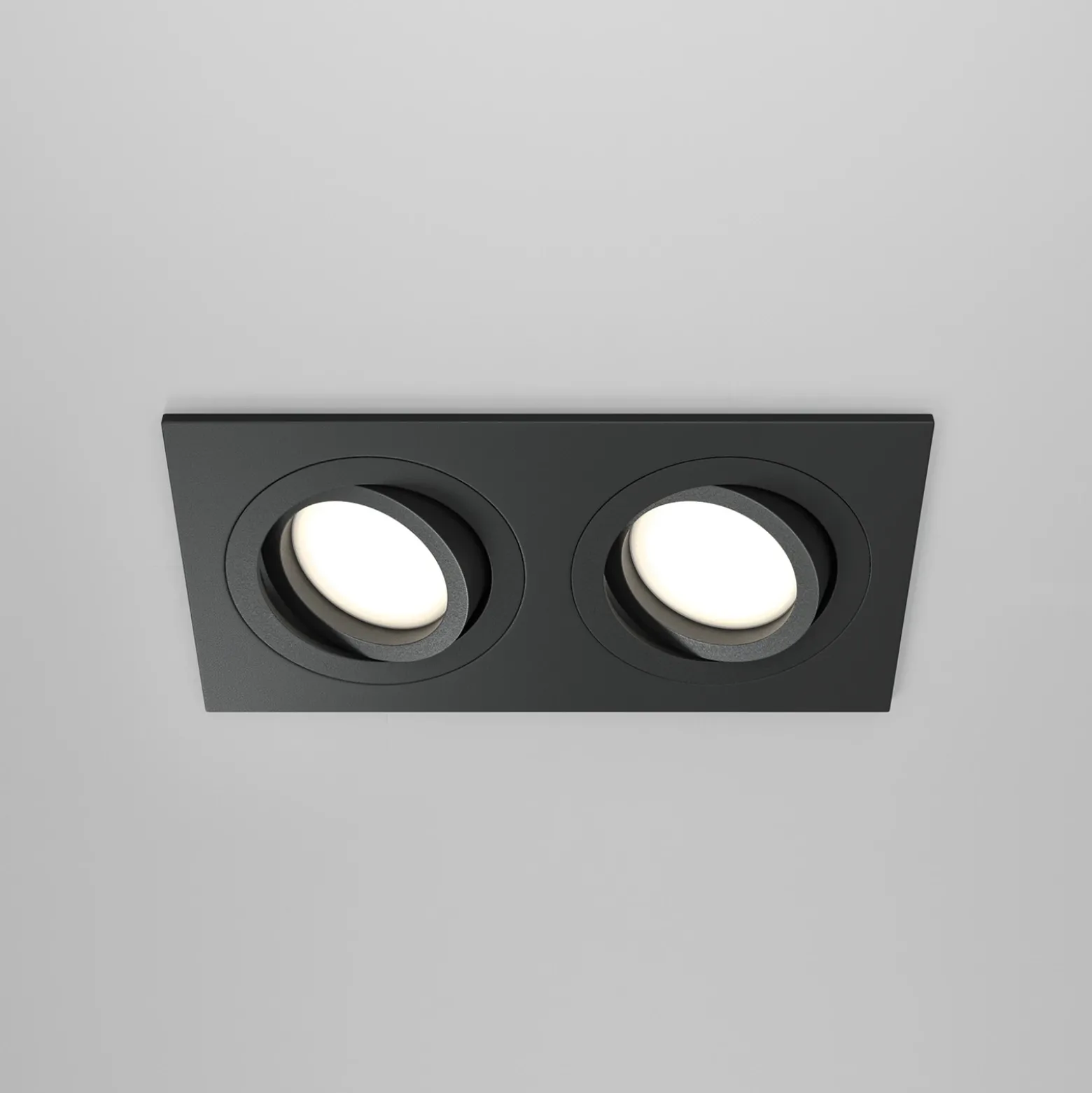 Maytoni lámpara empotrable Atom, negra, 2 luces 17,5 x 9,2 cm