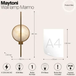 Maytoni Marmo aplique en oro con mármol
