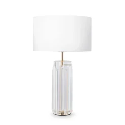 Maytoni Muse lámpara de mesa, blanco, altura 53 cm, textil/vidrio