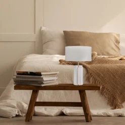 Maytoni Muse lámpara de mesa, blanco, altura 53 cm, textil/vidrio