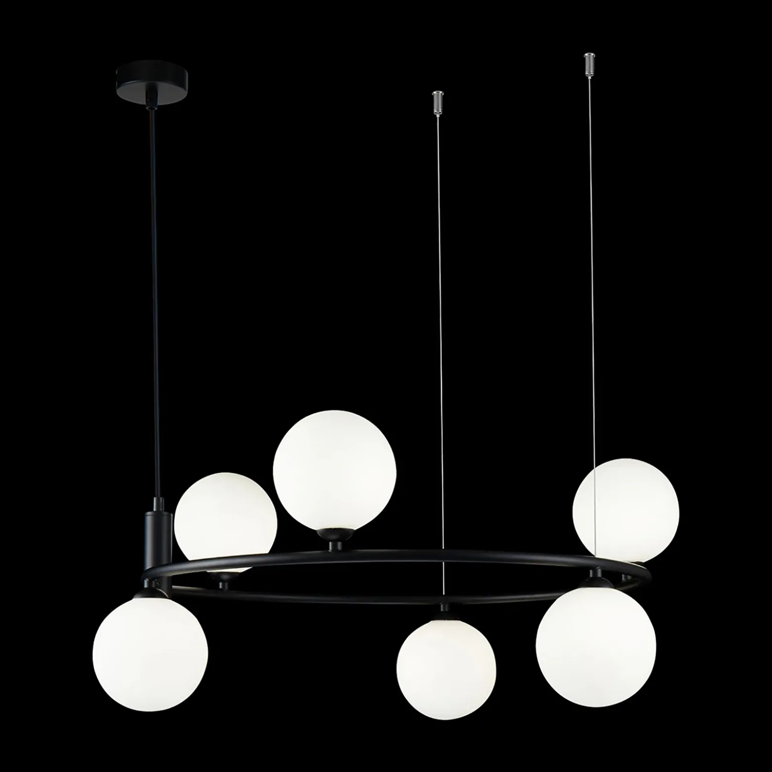 Maytoni Ring colgante 6 luces negro/blanco