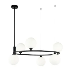 Maytoni Ring colgante 6 luces negro/blanco