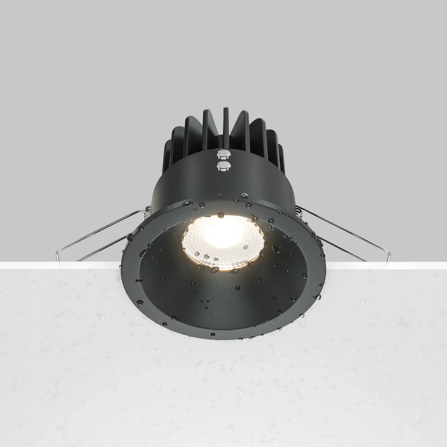 Maytoni Zoom Foco empotrable LED 930 IP65 triac redondo, negro