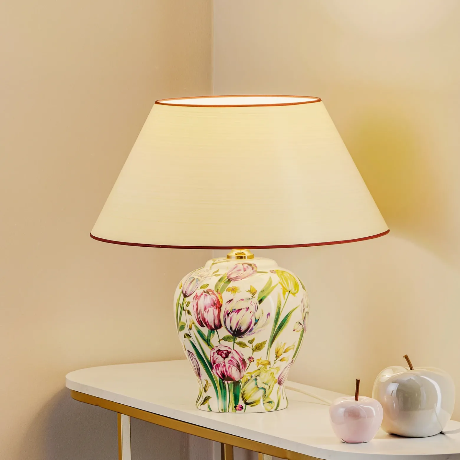 Menzel Living - lámpara de mesa con pie floral