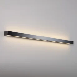 Mera aplique de pared LED, ancho 120cm, negro, 3000K