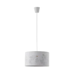 Mila lámpara colgante, Ø 35 cm, blanco, tela, unicornios, E27