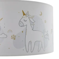 Mila lámpara colgante, Ø 35 cm, blanco, tela, unicornios, E27