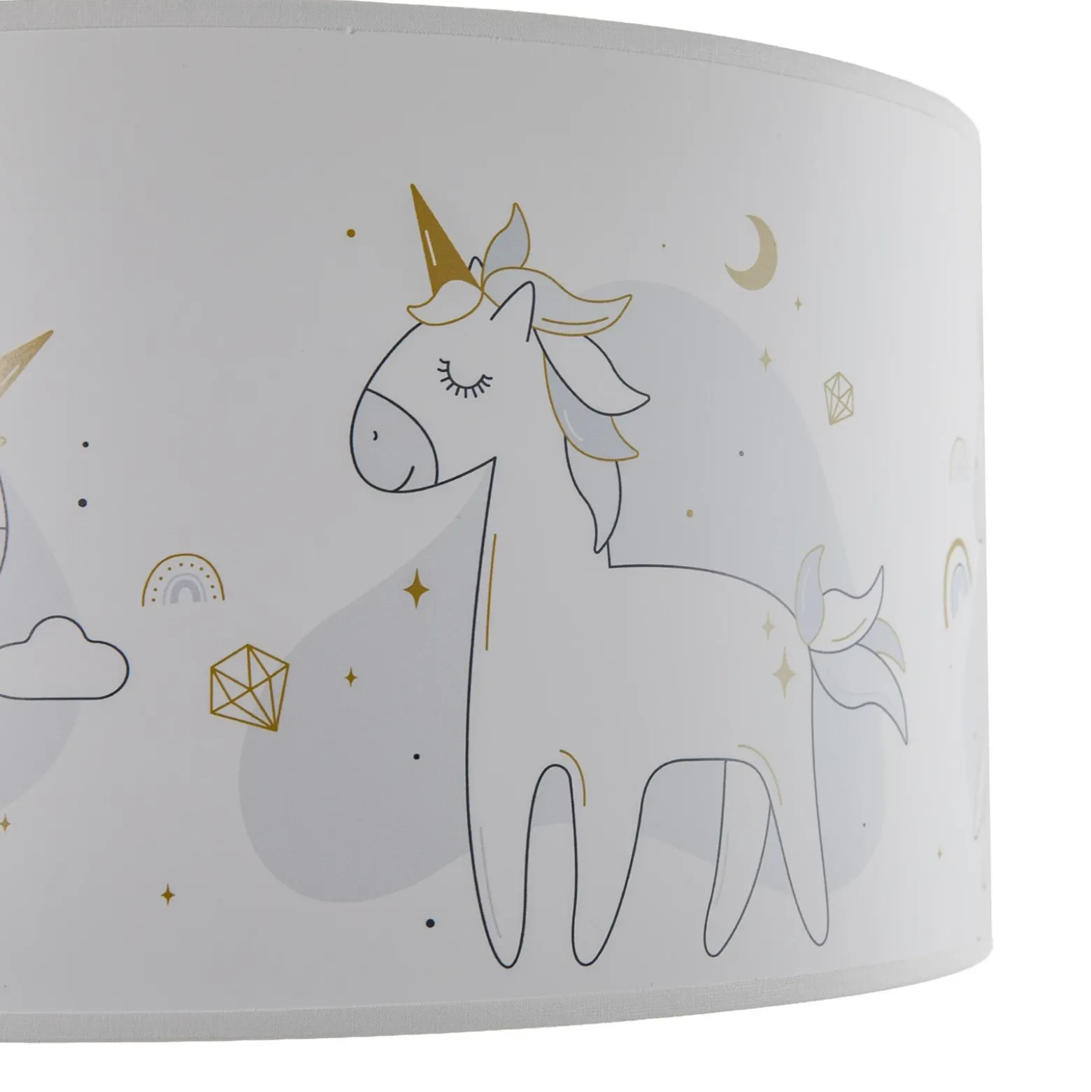 Mila lámpara colgante, Ø 35 cm, blanco, tela, unicornios, E27
