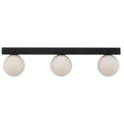 Mini lámpara de techo para baño, 3 luces, negro, cristal/metal