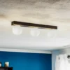 Mini lámpara de techo para baño, 3 luces, negro, cristal/metal