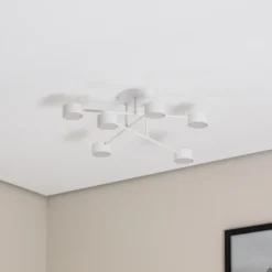 Modus 6 plafón, acero, 6 luces, GX53, blanco