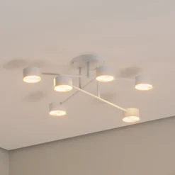 Modus 6 plafón, acero, 6 luces, GX53, blanco