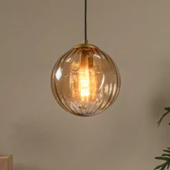 Monsaraz lámpara colgante, Ø 25 cm, ámbar. Cristal, 1 luz