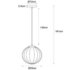 Monsaraz lámpara colgante, Ø 25 cm, ámbar. Cristal, 1 luz