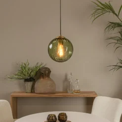 Monsaraz lámpara colgante, verde, Ø 25 cm, cristal, 1 luz