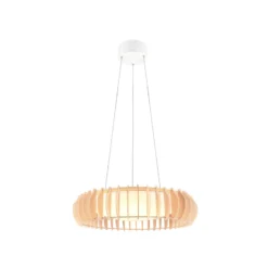 Monte lámpara colgante LED, Ø 60 cm, madera clara, madera, CCT