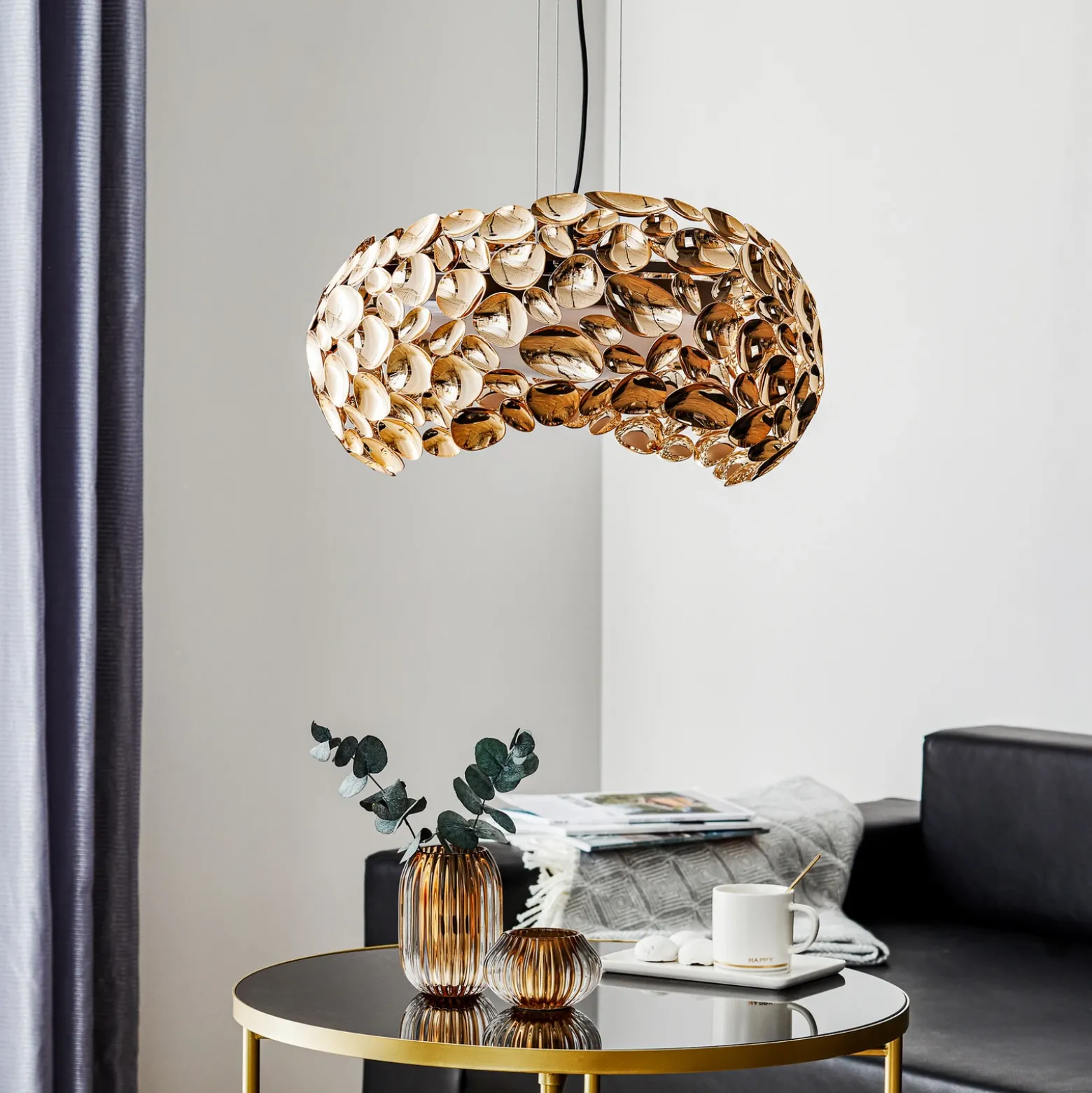 Narisa Lámpara colgante LED Ø 46 cm oro rosa/marrón