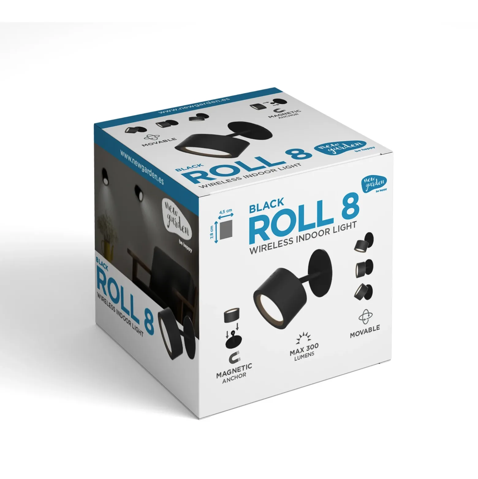 Newgarden Aplique de pared LED Roll 8, negro, orientable