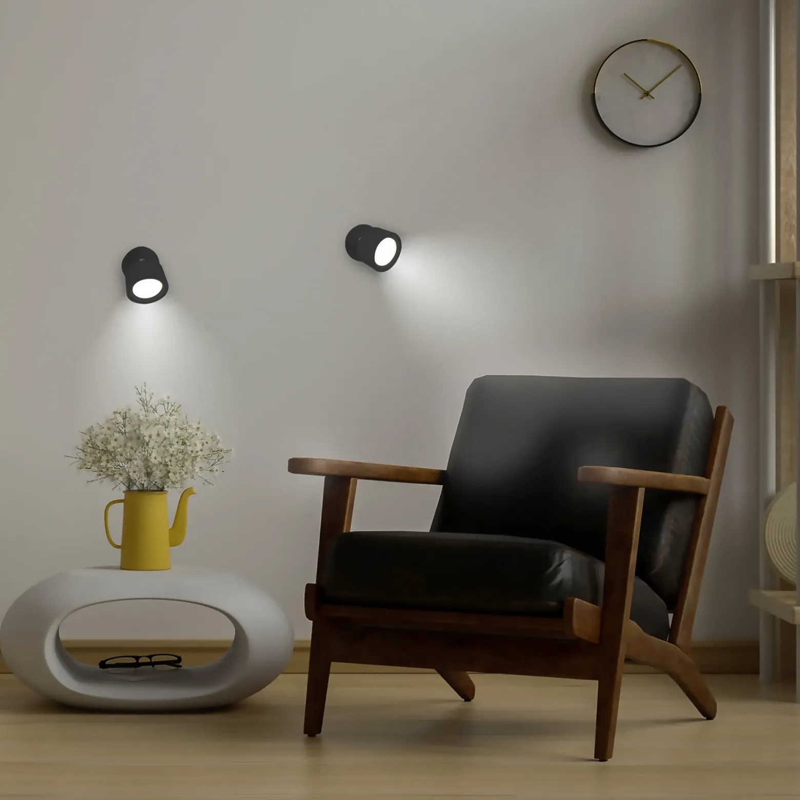 Newgarden Aplique de pared LED Roll 8, negro, orientable