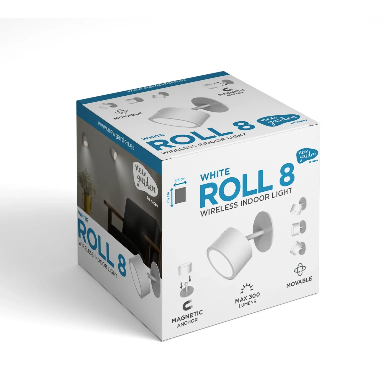 Newgarden Aplique de pared LED Roll 8, blanco, orientable