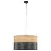 Nicol lámpara colgante, negro/efecto madera, Ø 50 cm, 1 luz, 3 x E27