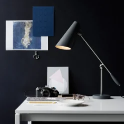 Northern Birdy - lámpara de mesa retro, gris