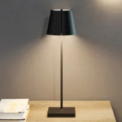 Nuindie tango lámpara de mesa LED recargable, negra, IP20, atenuable