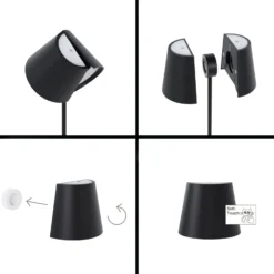 Nuindie tango lámpara de mesa LED recargable, blanca, IP20, atenuable
