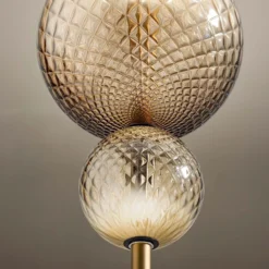OLEV Lámpara de pie LED TERRA&LUNA, dorado/ámbar, metal/vidrio, 927