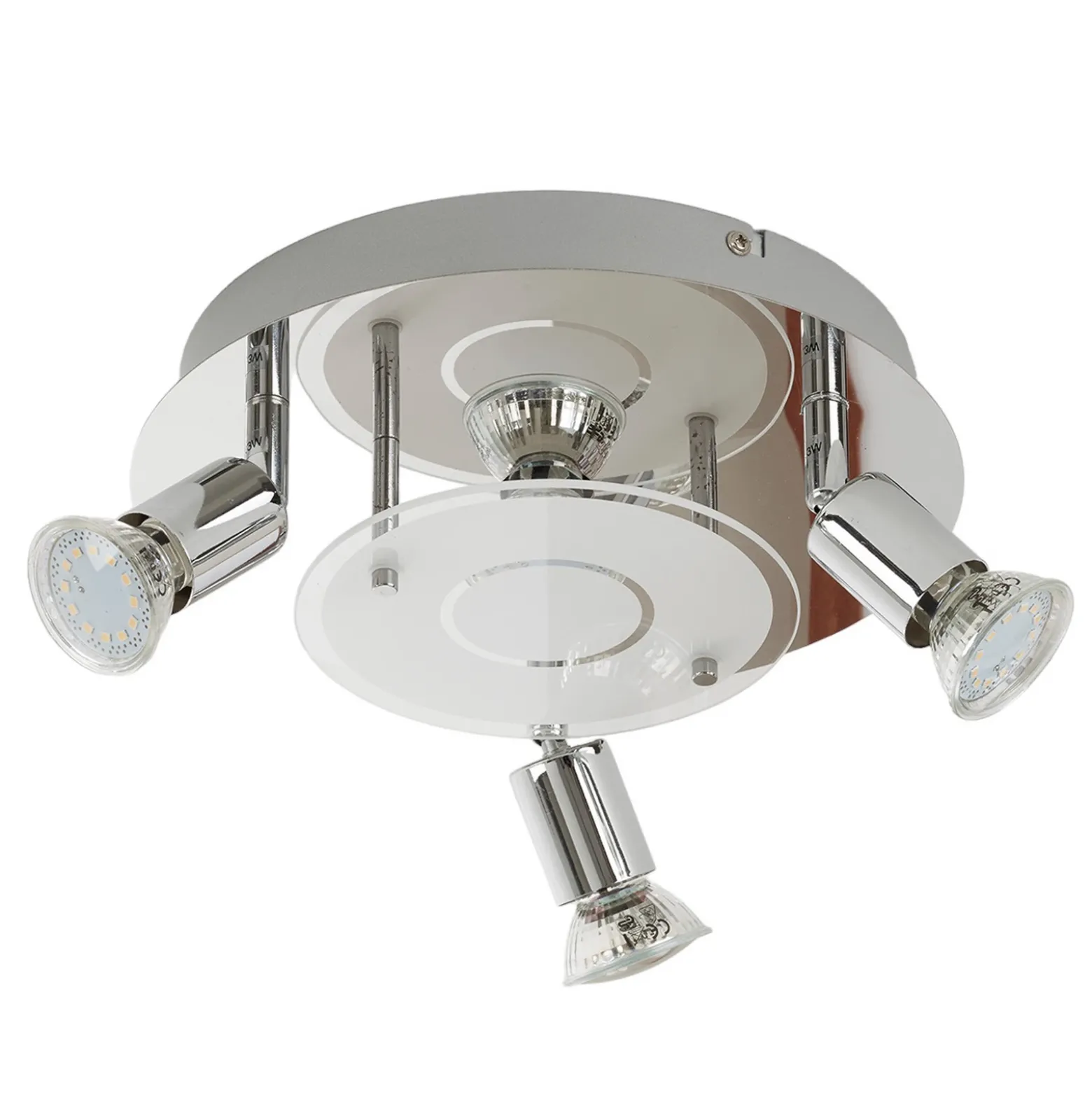 Orna Plafón LED, rondel, 4 luces, cromo