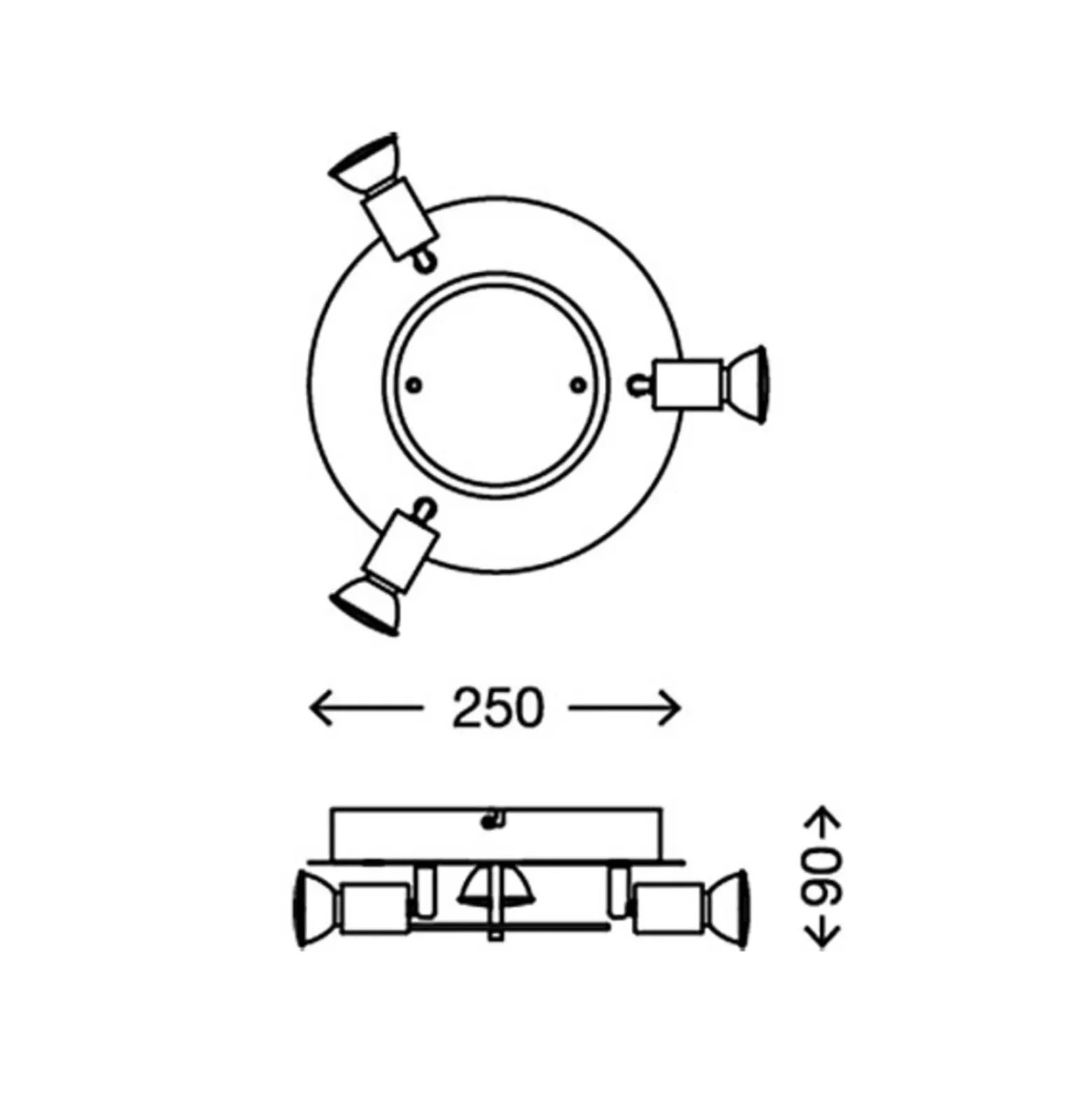 Orna Plafón LED, rondel, 4 luces, cromo
