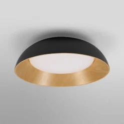 OSRAM LED-lámpara de techo ORBIS ALVA, negro/decoración de madera, Ø 51 cm