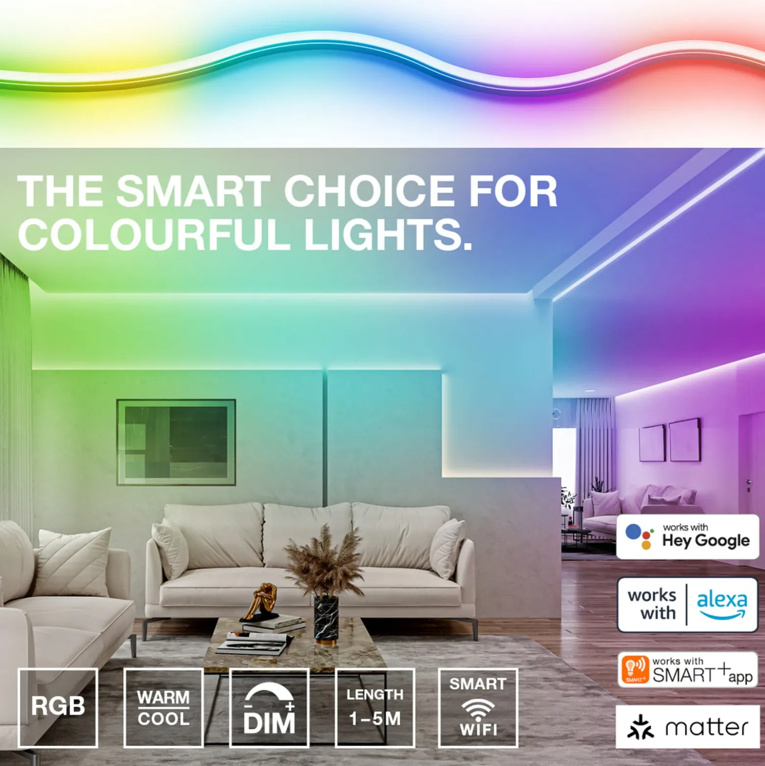 OSRAM SMART+ Tira LED WiFi, Master, 2 m, CCT, RGB Mate