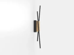 Panagria Aplique de pared LED, negro con detalle de madera