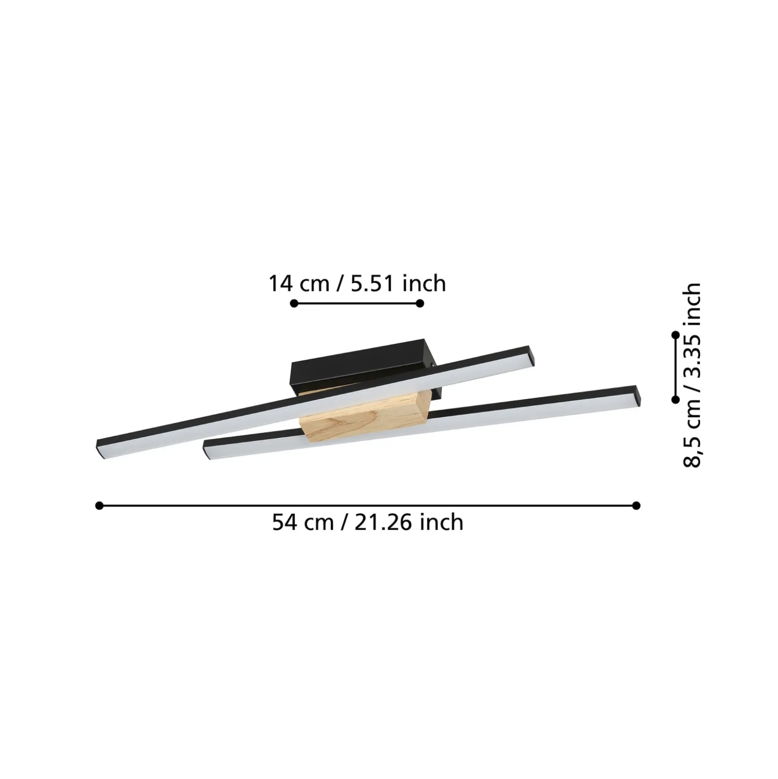 Panagria Aplique de pared LED, negro con detalle de madera