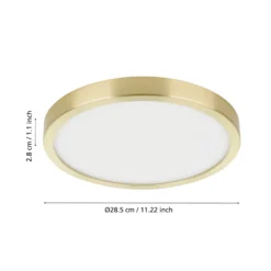 Panel LED de superficie Fueva 5 IP20 830 latón Ø28,5cm