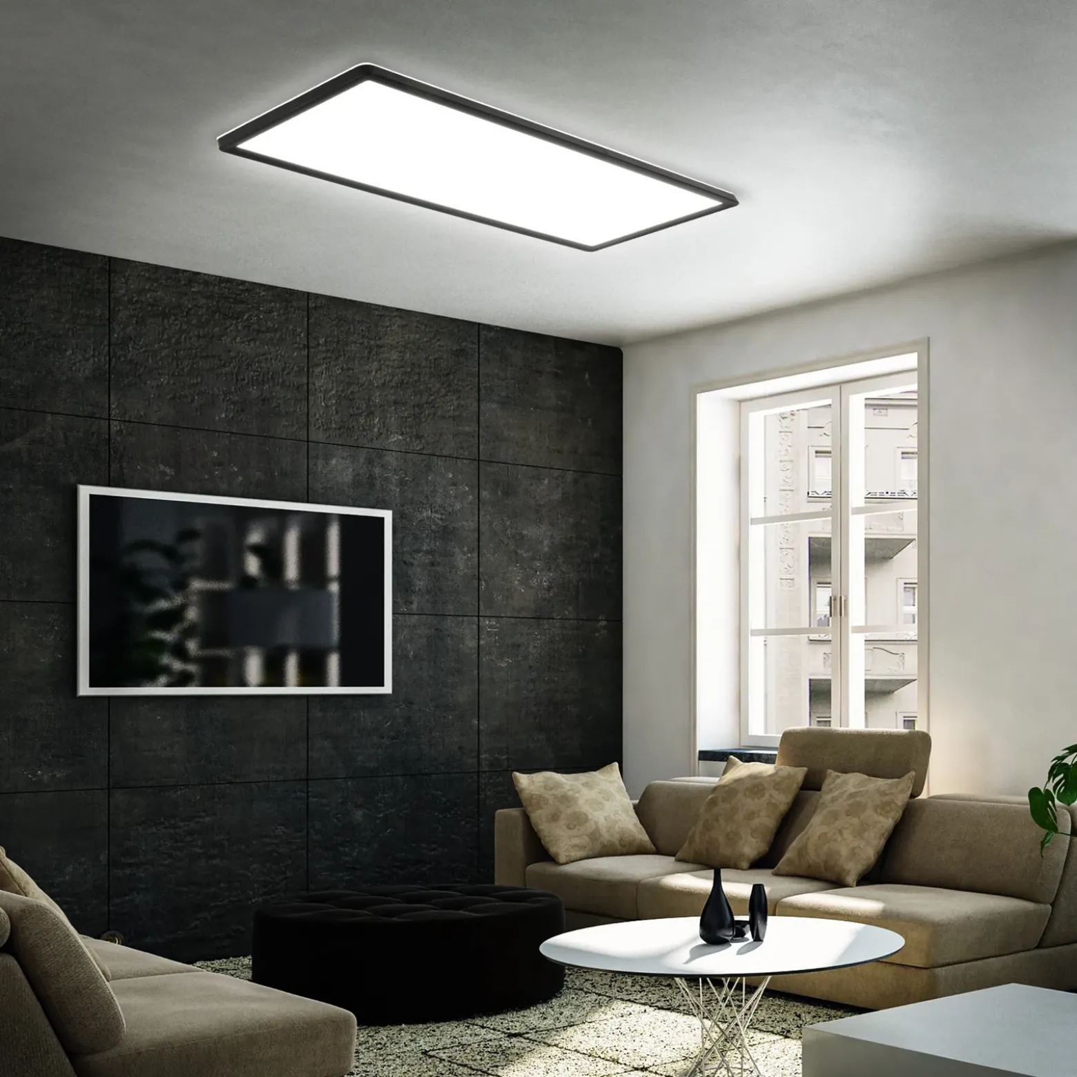 Panel LED de superficie Slim 58x20cm on/off 4.000K negro