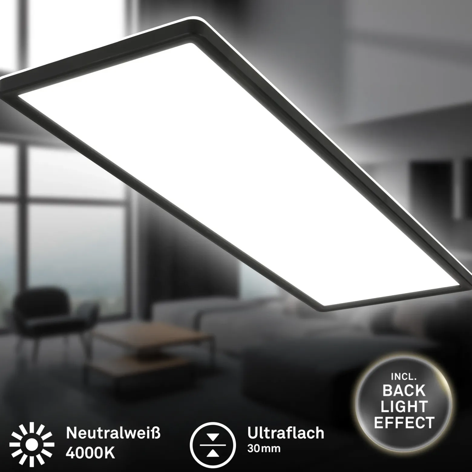 Panel LED de superficie Slim 58x20cm on/off 4.000K negro