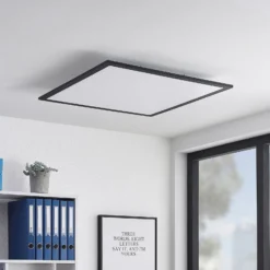 Panel LED Lindby Nelios, 62 x 62 cm, 4.000 K, negro, metal