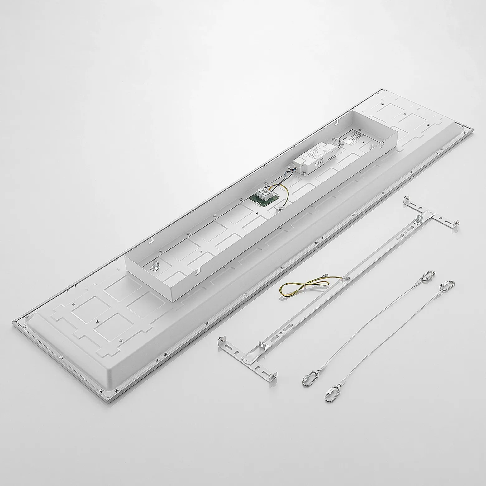 Panel LED Lindby Stenley, 4000 K, 120 cm x 30 cm, plateado/blanco