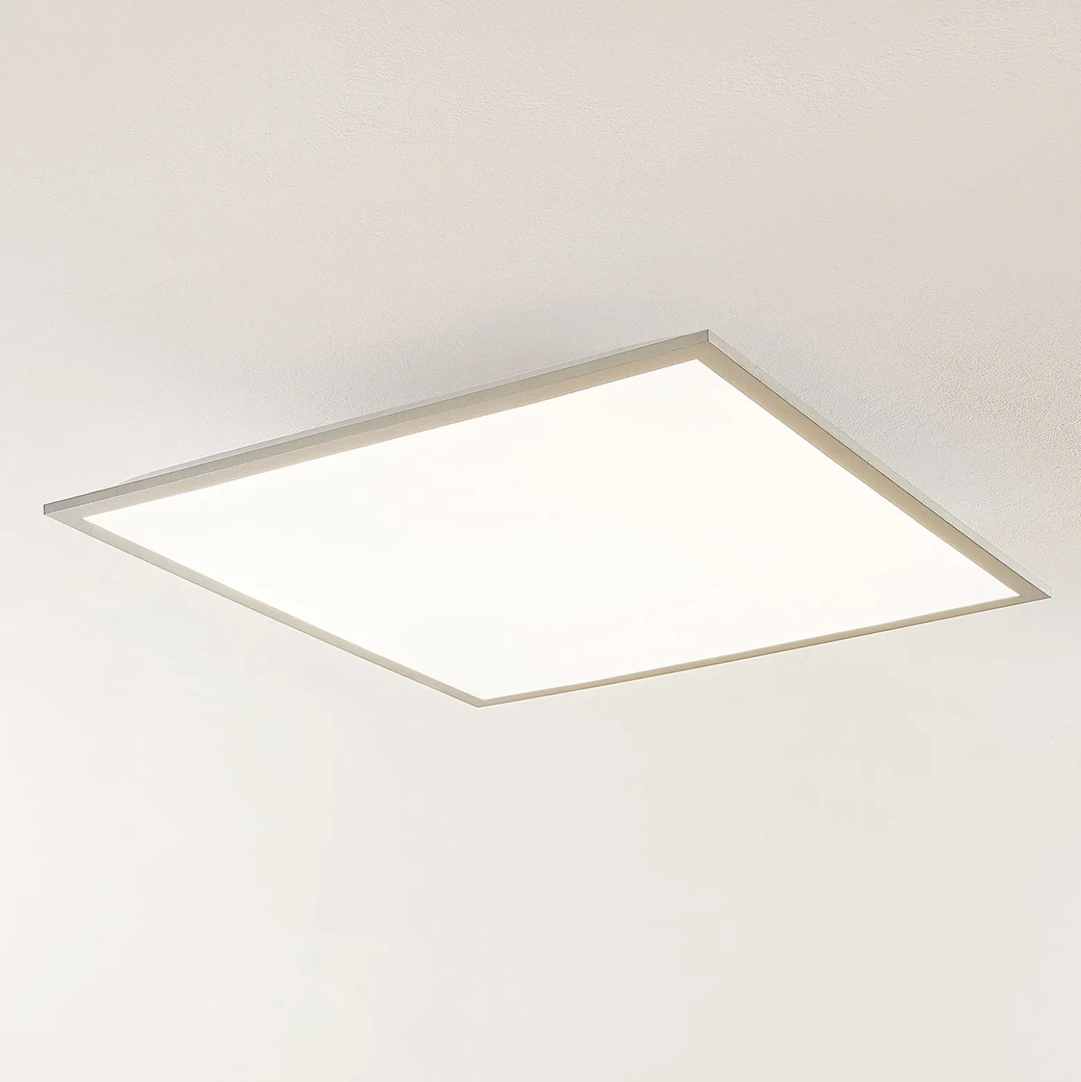 Panel LED Lindby Stenley, 4000 K, 60 cm x 60 cm, plateado/blanco
