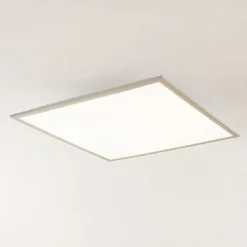 Panel LED Lindby Stenley, 4000 K, 60 cm x 60 cm, plateado/blanco