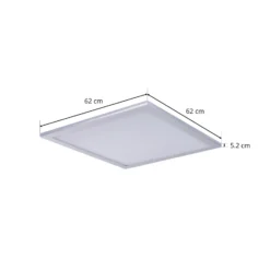 Panel LED Livel de Lindby, 4000 K, 62 cm x 62 cm, plateado, metal