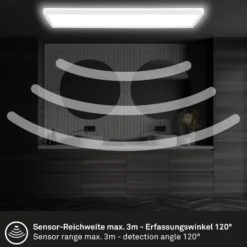 Panel LED Move, sensor, 58 x 20 cm, IP44, plástico, blanco