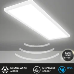 Panel LED Move, sensor, 58 x 20 cm, IP44, plástico, blanco