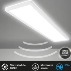 Panel LED Move, sensor, 98 x 20 cm, IP44, plástico, blanco